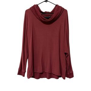 Tahari Womens Cowl Neck Sweater Burgundy Plus Size 1X